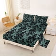 thumbnail image 2 of jejeloiu Moody Damask King Sheets,Vintage Print Bedding For Adults,Teal Black,4 Pieces,1 Flat Sheet, 1 Fitted Sheet and 2 Pillowcases, 2 of 6