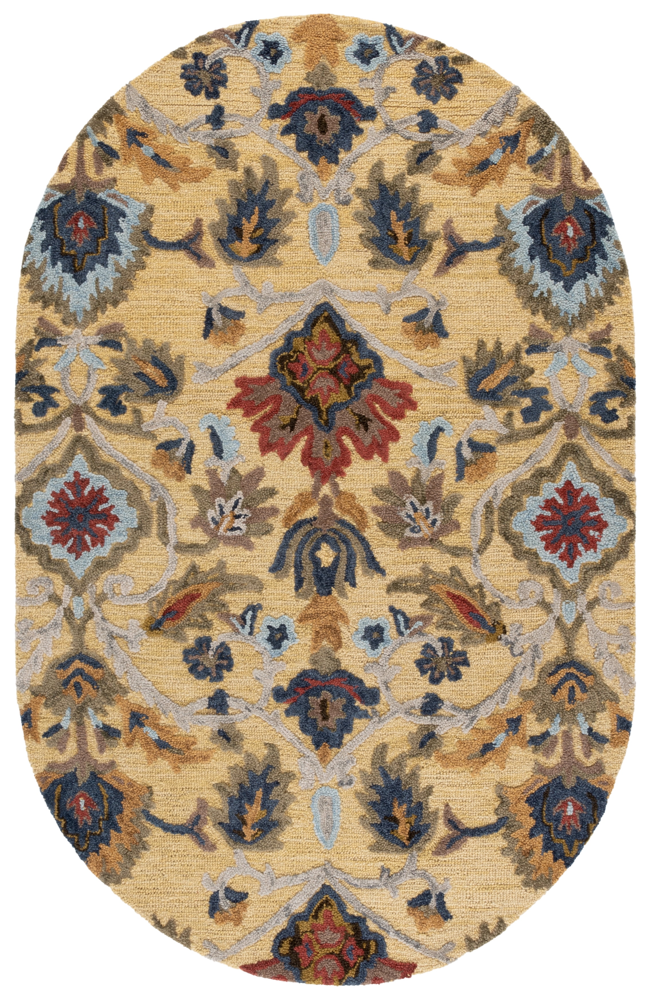 Safavieh Blossom Lennon Floral Wool Area Rug, Gold/Multi, 6' x 8' Oval