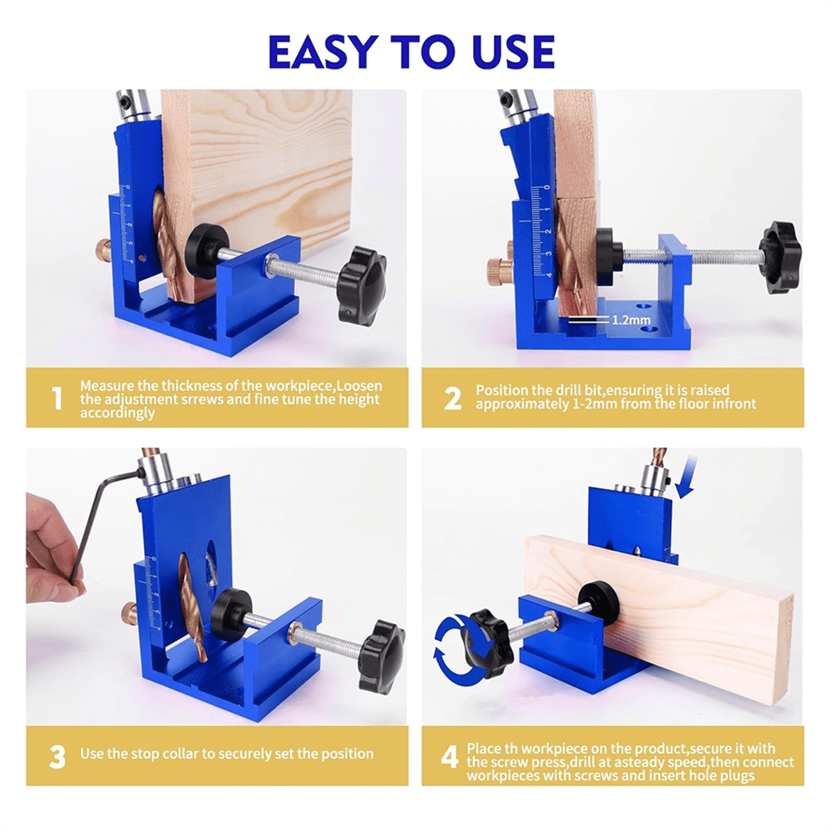 Pocket Hole Jig Kit for DIY Woodworking,Adjustable Woodworking Tool