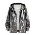 thumbnail image 5 of INSPIRE CHIC Holographic Jackets for Men's Long Sleeves Metallic Hoodie Coat, 5 of 5
