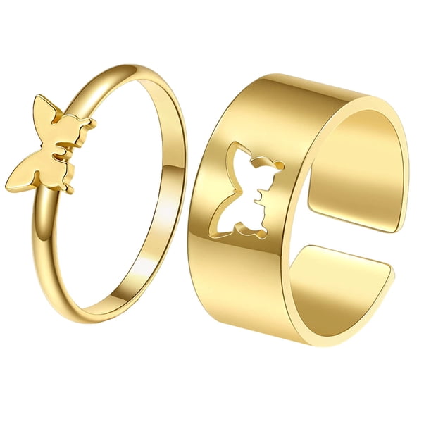 EeaseMX Juego de 2 anillos ajustables para dedo (dorados)