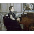 thumbnail image 2 of Manet, Edouard 24x20 Black Ornate Wood Framed with Double Matting Museum Art Print Titled - Madame Manet au Piano, 2 of 4