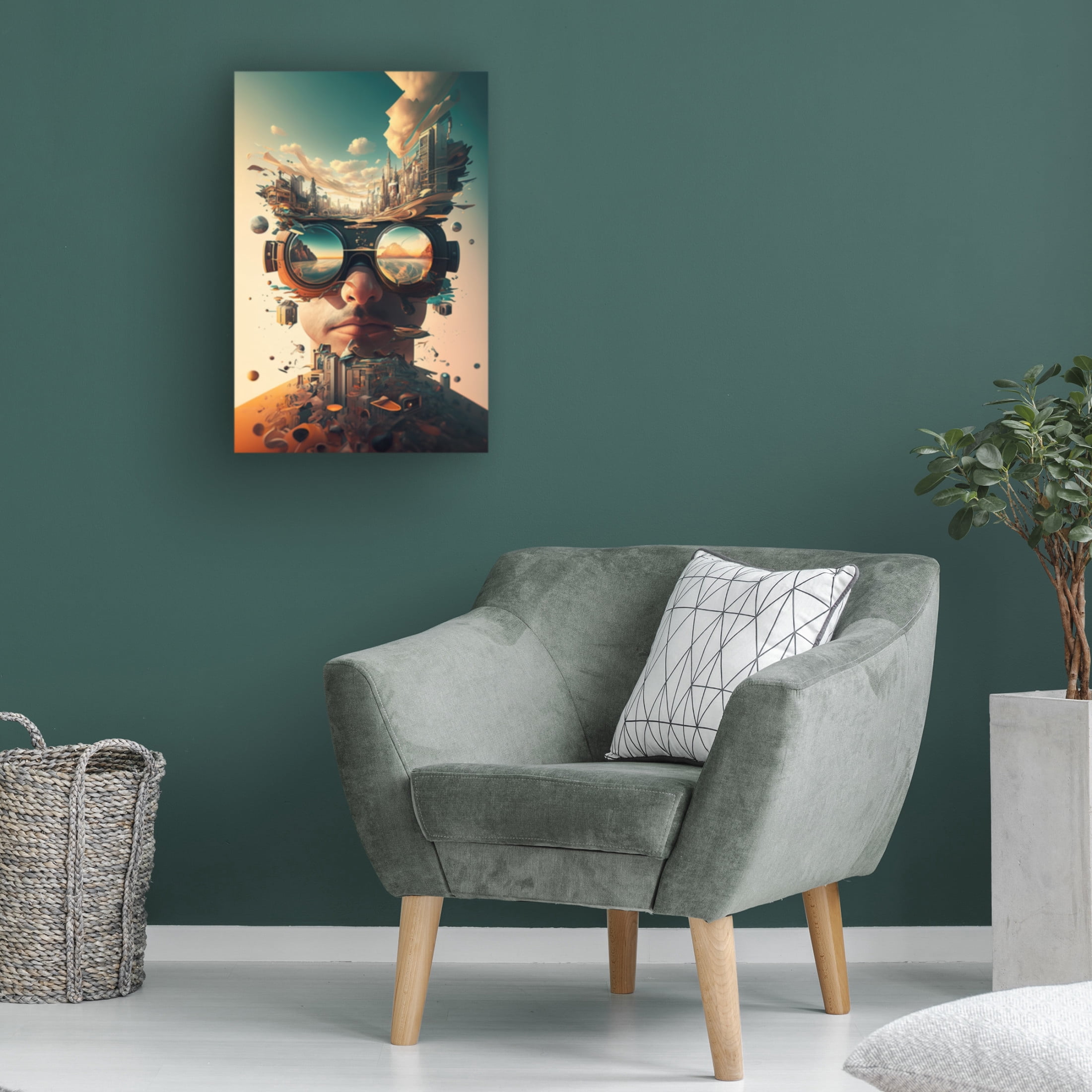Canvas Wall Art - Ray Heere 'Surrealistic Selfies 3' Wall Art for Living Room, Bedroom, or Office Décor by Trademark Fine Art - 16 x 24 Inches