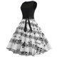 thumbnail image 1 of ICHUANYI Clearance Women's Summer Sleeveless O Neck Vintage Print Splicing Party Dress(Black, S) ICHUANYI WER2023081004342, 1 of 6