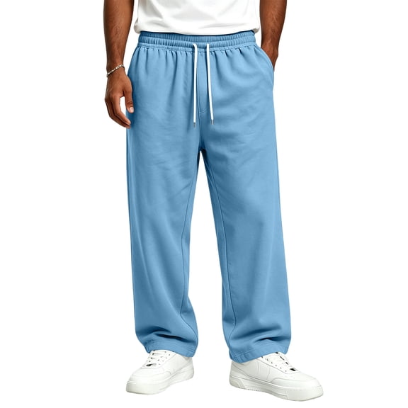 Baggy Sweatpants for Men Sport Straight Leg Athletic Sweat Pants | Drawstring Gym Running Pants, Cool Casual Streetwear, with Pockets, M