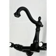 thumbnail image 4 of Kingston Brass KS1260BAL Heirloom Double-Handle Wall-Mount Bridge Kitchen Faucet, Matte Black, 4 of 7