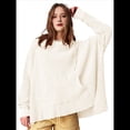 thumbnail image 1 of Sudadera con Capucha Extragrande para Mujer, Jersey con Mangas Murciélago y Cuello Redondo, Jersey con Diseño de Gofre Crema M, 1 of 7