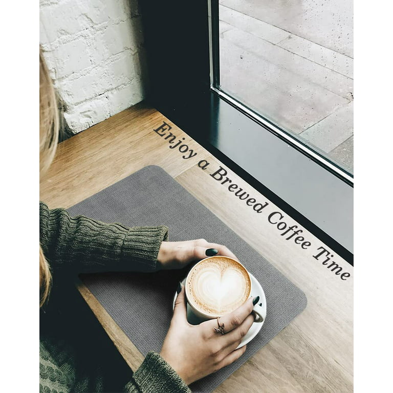 Coffee Mat(Dark Gray 12x19''), Coffee Bar Mat for Countertop, Anti-Slip  Absorbent Dish Drying Mat for Kitchen, Suitable for Coffee Machine, Coffee