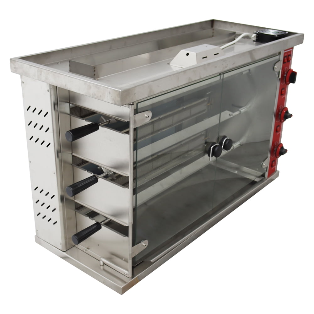 3 Roller LPG Rotary Roast Chicken Stove Vertical Rotary Baking Chicken Oven Temperature 50-300℃ 110V