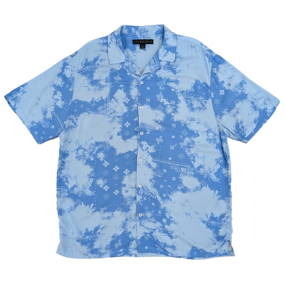 Jaywalker Mens Blue Bandana Print Short Sleeve Button-Front Camp Shirt Large