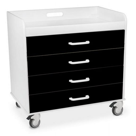 Black Polyethylene Extra Wide Compact Locking 4 Drawer Cart - 27 x 27 x 19 in.