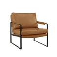 thumbnail image 5 of Art Leon Mid Century Accent Chairs Leather Metal Lounge Chair for Living Room,Brown, 5 of 6