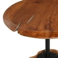 thumbnail image 6 of DecMode 18" x 23" Brown Teak Wood Handmade Live Edge Raised Tabletop Accent Table with Tree Stump Base, 1-Piece, 6 of 10