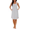 thumbnail image 2 of INSPIRE CHIC Womens Nightgown Sleeveless Sleepwear Printed Scoopneck Nightshirts Tank Wide Strap Sleep Dress with Pockets XS Grey, 2 of 6