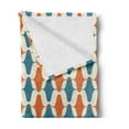 thumbnail image 2 of Retro Soft Flannel Fleece Blanket, Abstract Geometric Composition with Fifties Style Motifs Vintage Design, Cozy Plush for Indoor and Outdoor Use, 60" x 80", Blue Burnt Orange Blue, by Ambesonne, 2 of 5