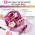 thumbnail image 3 of Byootique Portable Makeup Bag Zippered Water-resistant Organizer PVC Open Flat Travel Toiletry Organizer Travel Daily Use, Pink, 3 of 9