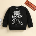 thumbnail image 2 of Rgdypko Toddler Baby Boy Girl Long Sleeve Shirts Pumpkin Letter Print Pullover Black Sweatshirt Tops Fall Outfit Casual Clothes, 2 of 8