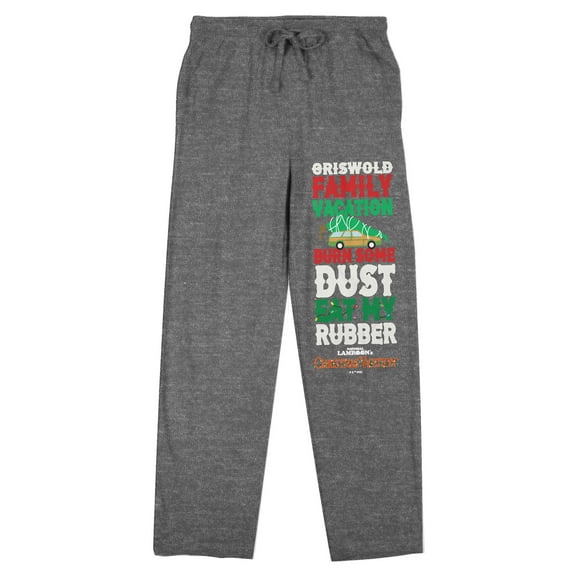 National Lampoon's Christmas Vacation Burn Some Dust Eat My Rubber Women's Gray Heather Sleep Pajama Pants-Medium