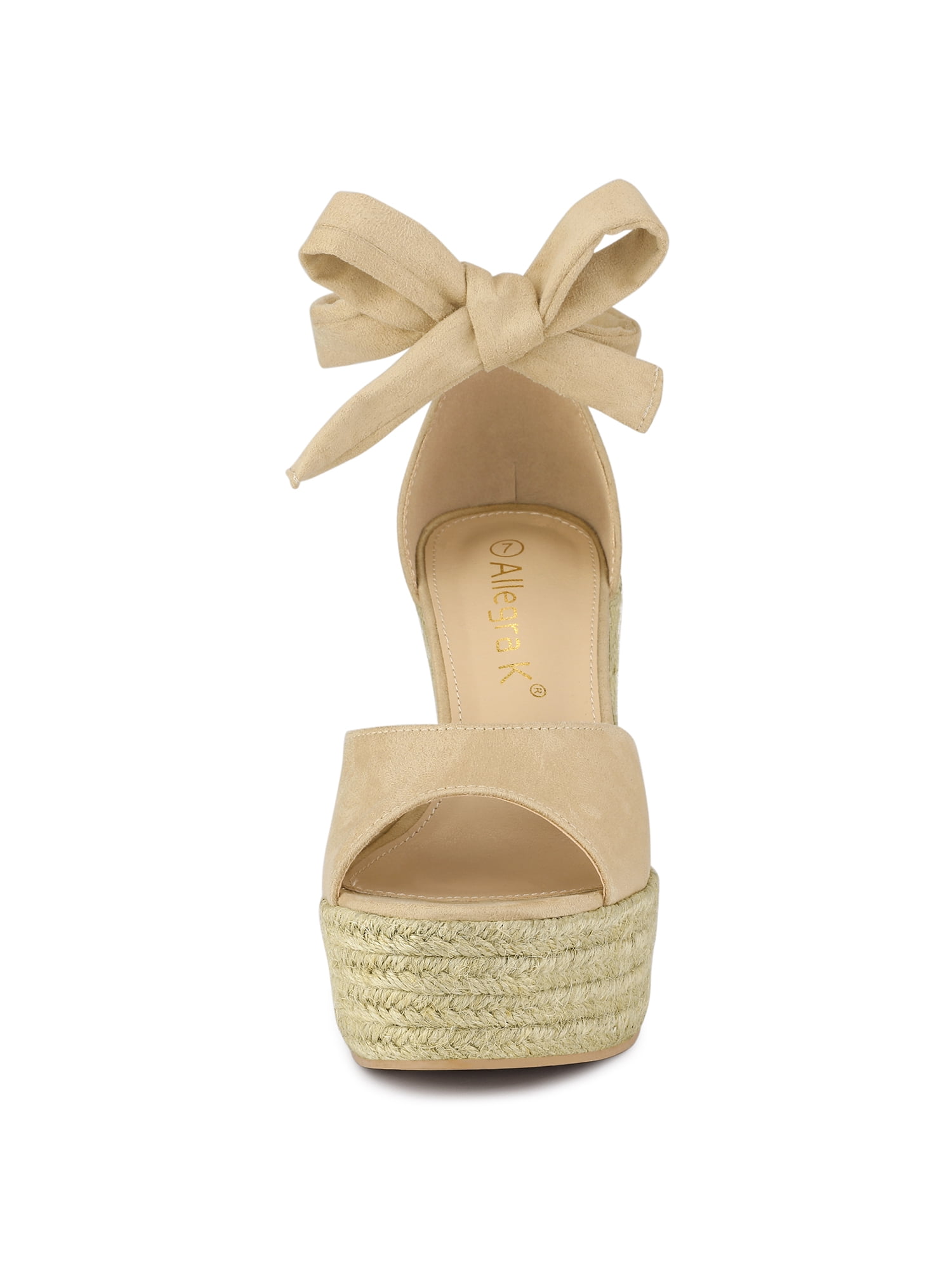DARING DIVA Women's Espadrilles Tie Up Ankle Strap Wedges Sandals Beige 8.5