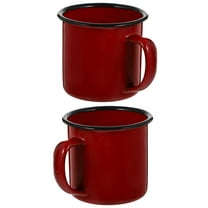 Worgeous  2 Pcs Enamel Drinking Cup Travel Coffee Mug with Handle Cups Tea Miss Red