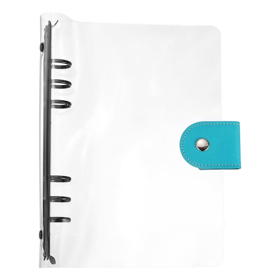 Uxcell A5 Binder Cover, Soft PVC 6 Round Ring Clear Refillable Notebook Shell Loose Leaf Journal Notebook Protector Folders with Snap Button Closure for DIY Photocard, Black Clip