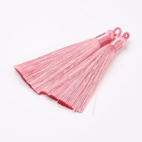 30pc Nylon Tassels Big Pendant Decorations Pink 83~92x9~10mm Hole: 1.5~4mm