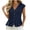Navy, variant on GERsome Women's Tank Tops V-Neck Pleated Button Down Sleeveless Loose Fit T-Shirts for Summer Casual Army Green Size L