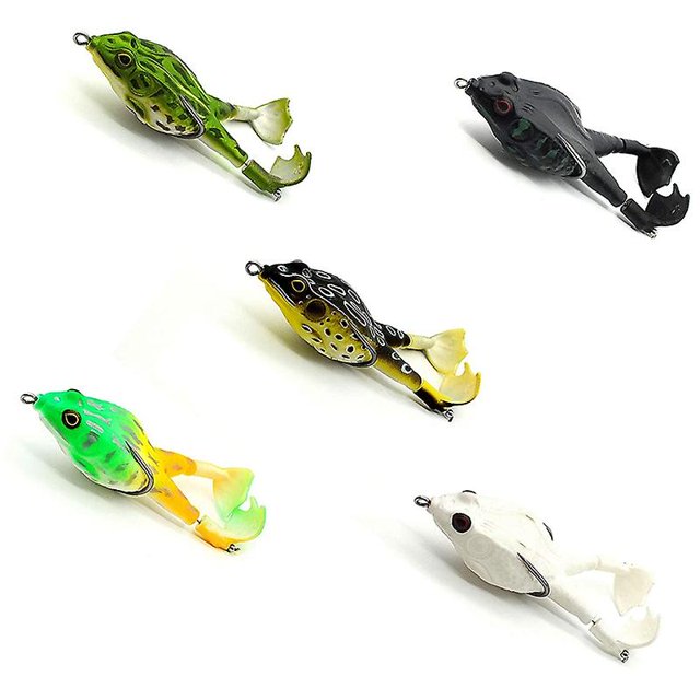 5 uds cebos blandos de rana de doble hélice flotantes para todo tipo de peces Afortunado Sencillez