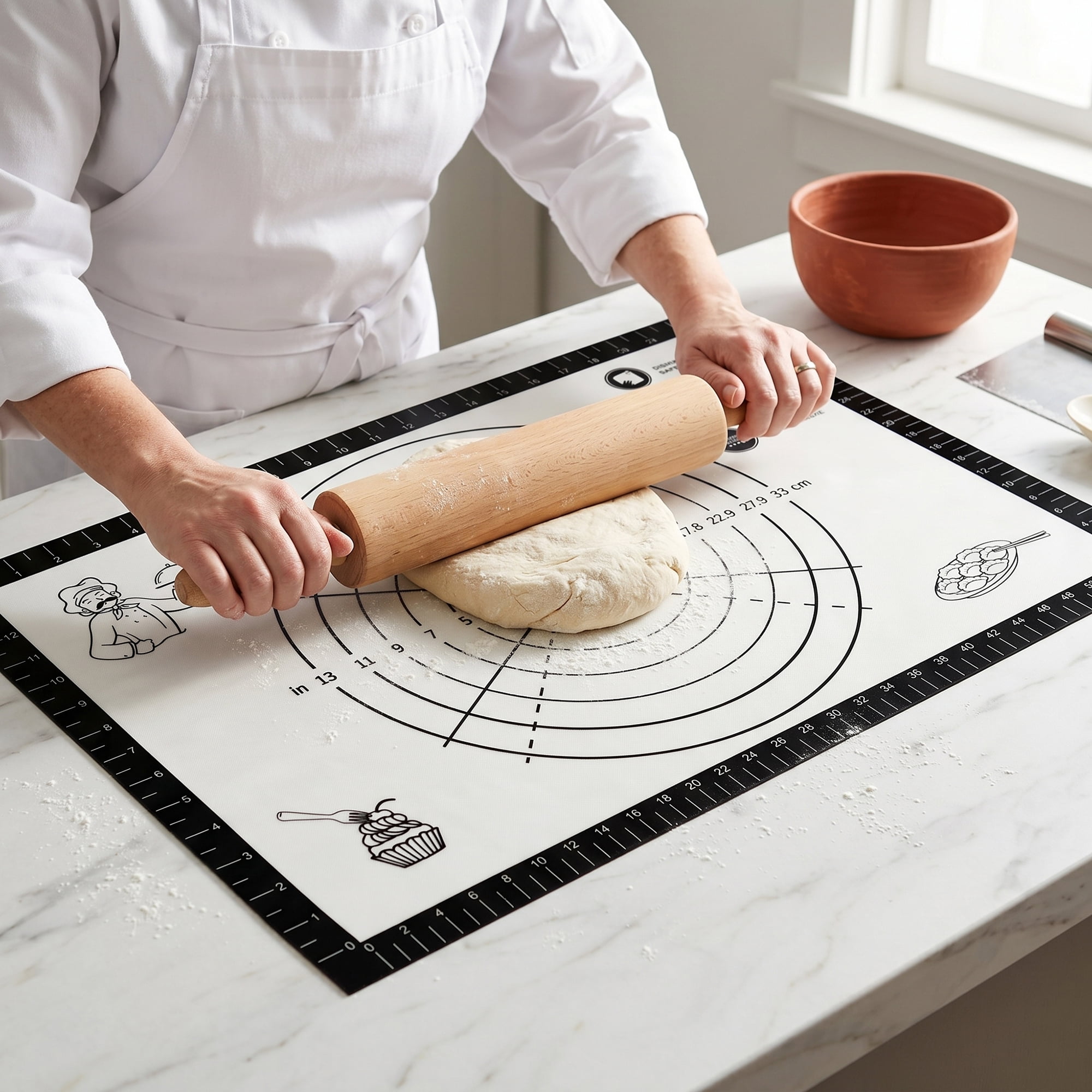 Unique Bargains Thickened Silicone Pastry Baking Mat with Measurements Black 15.7"x23.6"
