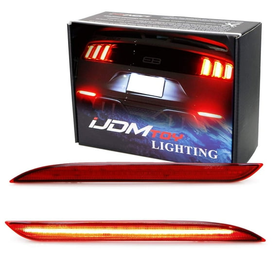 OEM-Red Lens 36-SMD Red LED Bumper Reflector Lights For 2015-2017 Ford Mustang, Function as Tail/Brake or Rear Fog Lamps