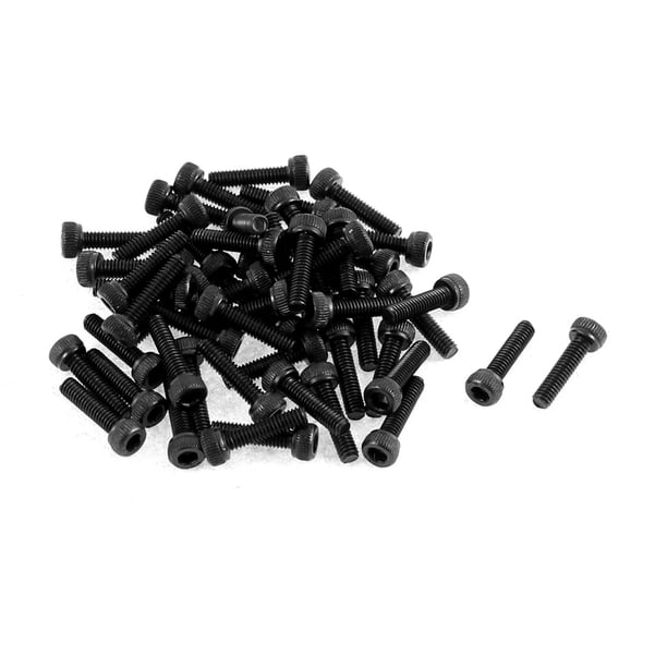 Tornillos de cabeza hexagonal de acero aleado 12.9 M2.5x10mm con punta, color negro, 50 piezas