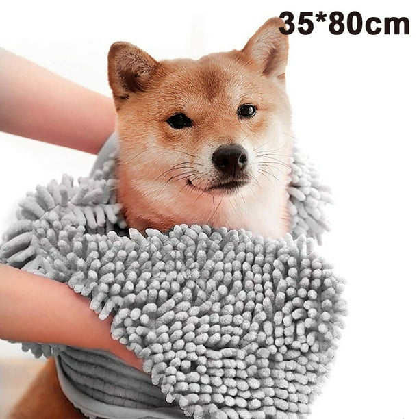 Toallas de baño para mascotas ultra absorbentes de secado rápido, material de chenilla suave, diseño de bolsillo para las manos para perros y gatos grandes, medianos y pequeños