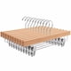 thumbnail image 1 of Amber Home Paquete de 10 perchas de madera natural para pantalones con clips, perchas para faldas de madera, perchas para pantalones vaqueros, pantalones cortos con 2 clips ajustables (paquete de 10 n, 1 of 6