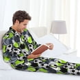 thumbnail image 6 of Lsque Football Pattern Long Sleeve Pajama Set for Men - Soft 2-Piece Sleepwear and Loungewear Set with Pockets, Comfy Nightwear-Medium, 6 of 7