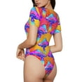 thumbnail image 3 of Easygdp Magic Mushrooms Women's One-Piece Swimsuit Slim Fit Crew Neck Bodysuit Athletic Swimwear with Concealed Buckle - Medium, 3 of 9