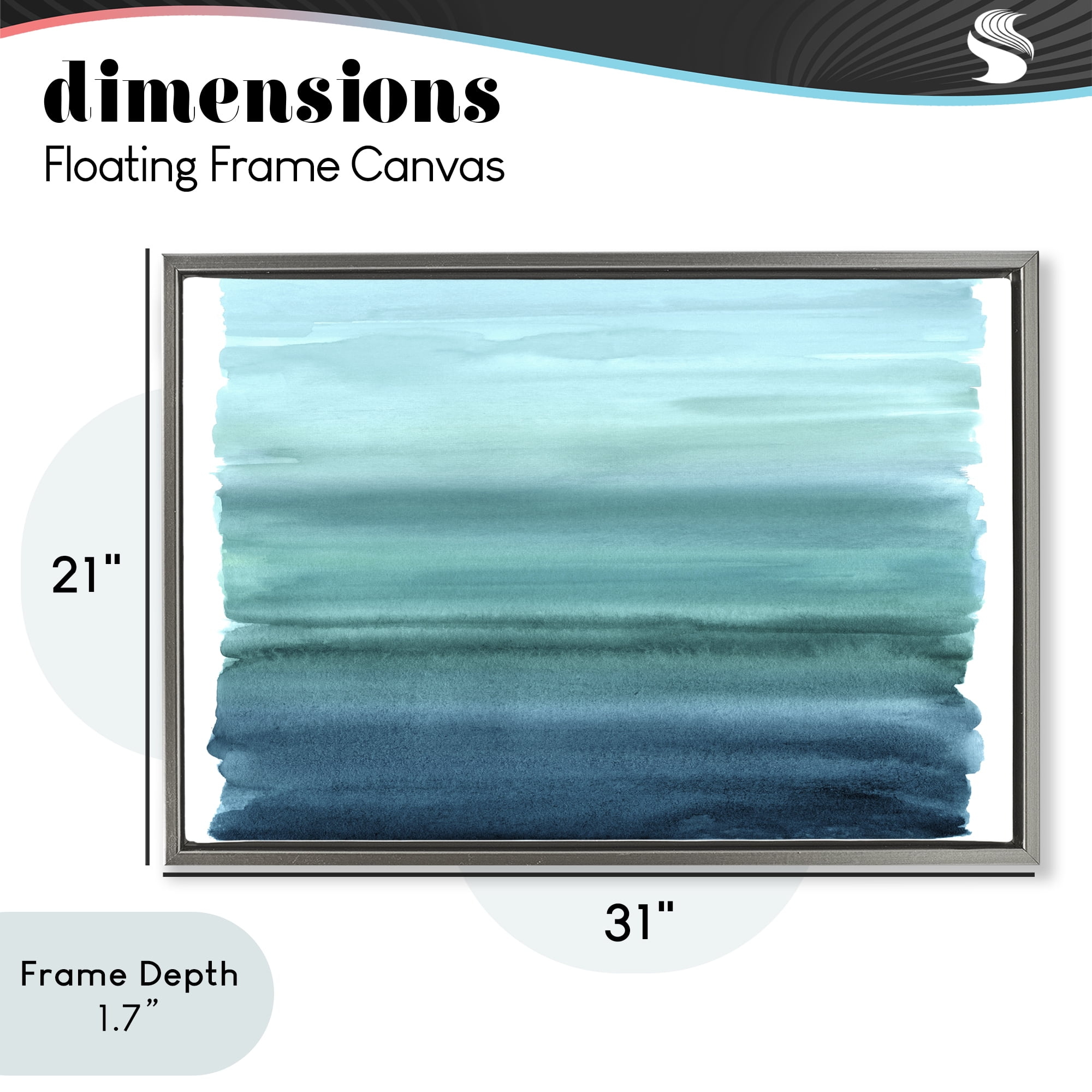 Stupell Industries Ombre Teal Gradient Gray Framed Floater Canvas Wall Art, design by Allie Corbin
