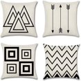 thumbnail image 1 of Linen printed pillowcase four piece set comfortable soft home decor detachable pillowcase, 1 of 4
