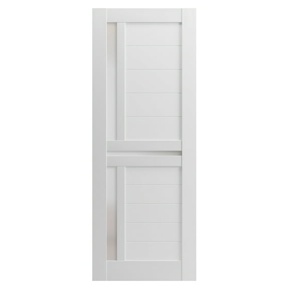 Slab Barn Door Panel 24 x 80 inches | Veregio 7288 White Silk with Frosted Glass | Sturdy Finished Interior Doors | Pocket Closet Sliding