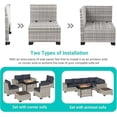 thumbnail image 6 of Muphyers 8 Piece All Weather Outdoor Furniture Set, Wicker Rattan Patio Sectional Sofa, Modular Conversation Set with Multi‑Functional Ottomans Wood Table for Backyard Garden Poolside Deck,Dark Gray, 6 of 6