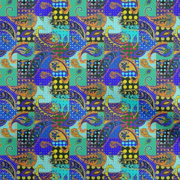 oneOone Cotton Poplin Sea Green Fabric Paisley Patchwork Quilting Supplies Print Sewing Fabric By The Yard 42 Inch Wide