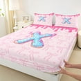 thumbnail image 3 of Feelyou Princess Ribbon Bow Queen Sheet Sets, Pink Donut Initial X Bed Set, 4 Pieces, 3 of 7