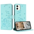 thumbnail image 2 of Wallet Case for iPhone 11,Women Flip Magnetic Folio PU Leather Protective Case Wrist Strap Card Slots Holder Purse Emboss Cute Puppy Stand Case for iPhone 11,Green, 2 of 10