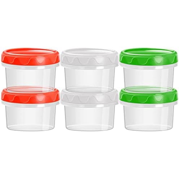 2 oz Plastic Containers with Lids Small Salad Dressing Container To Go Condiment Sauce Dipping Cups Jars Airtight,6-pack