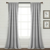 Lush Decor Farmhouse Boho Stripe Window Curtain Panels - Gray Ombre - 42 X 84