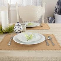 VHC Brands Burlap Farmhouse Placemat, Set of 6, 12x18, Natural Tan