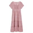 thumbnail image 3 of Daeful Femmes Robes à Manches Courtes Chemise Robe de Plage à Col Carré Robe de Soleil Rose 2XL, 3 of 9