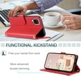 thumbnail image 4 of Crossbody Strap Case for Samsung Galaxy A12 Wallet PU Leather Elegant Diamond Patterned Credit Card Holder Full Body with Wrist Lanyard Strap Soft TPU Bumper Magnetic Closure Phone Cover,Red, 4 of 8