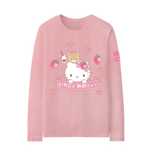 Camiseta de manga larga con articulación de Hello Kitty para mujer, Top periférico de Catone, ropa de algodón puro para niñas