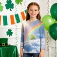 thumbnail image 3 of Tauxra Chandail de la Saint-Patrick pour Adultes, T-Shirt à Manches 3/4 Imprimé Col Rond, T-Shirt Graphique Trèfle Décontracté à Manches Longues pour Activités Festives, 3 of 6
