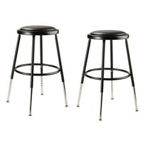 (Pack of 2) NPS® 19 -27" Height Adjustable Heavy Duty Vinyl Padded Steel Stool, Black